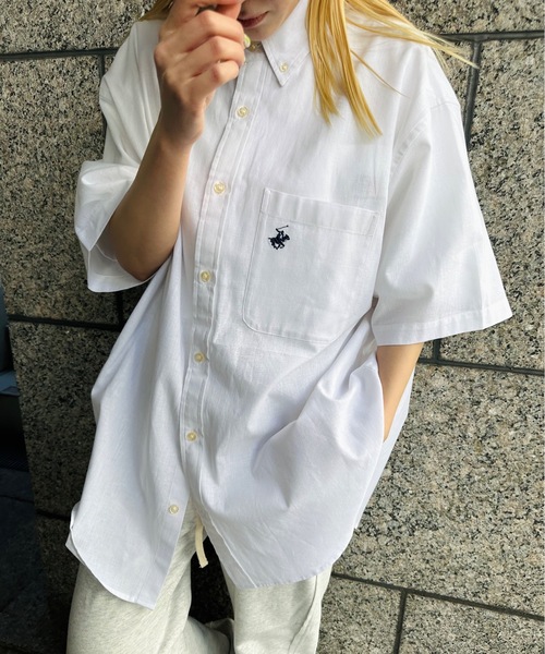 BEVERLY HILLS POLO CLUB(ビバリーヒルズポロクラブ)の「BEVERLY HILLS POLO CLUB / コットンリネンB/D SSシャツ / 4222-4140(シャツ/ブラウス・レディース・ブラック/オフホワイト/ネイビー/グリーン/ブルー・LARGE/MEDIUM/X-LARGE)」の1枚目の写真
