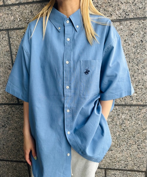BEVERLY HILLS POLO CLUB(ビバリーヒルズポロクラブ)の「BEVERLY HILLS POLO CLUB / コットンリネンB/D SSシャツ / 4222-4140(シャツ/ブラウス・レディース・ブラック/オフホワイト/ネイビー/グリーン/ブルー・LARGE/MEDIUM/X-LARGE)」の5枚目の写真