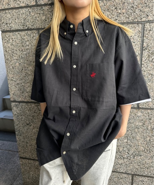 BEVERLY HILLS POLO CLUB(ビバリーヒルズポロクラブ)の「BEVERLY HILLS POLO CLUB / コットンリネンB/D SSシャツ / 4222-4140(シャツ/ブラウス・レディース・ブラック/オフホワイト/ネイビー/グリーン/ブルー・LARGE/MEDIUM/X-LARGE)」の2枚目の写真