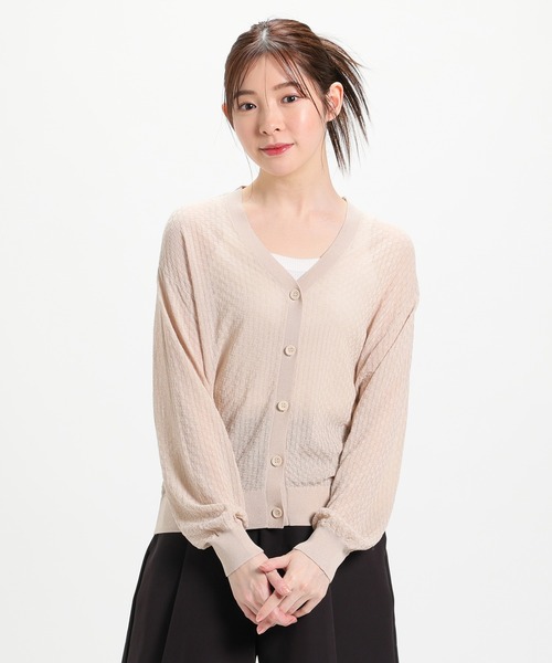 Honeys(ハニーズ)の「シアーVネックカーディガン(カーディガン/ボレロ・レディース・ベージュ/ブラック/グリーン/ホワイト・LL/L/M/S)」の18枚目の写真