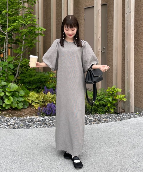 BORDERS at BALCOLONY パフスリーブワンピース 36 ボーダーズアットバルコニーアイボリー 長袖パフスリーブワンピース 36