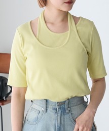 【forksy.】テレコアシンメトリー半袖Tシャツ