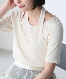 【forksy.】テレコアシンメトリー半袖Tシャツ