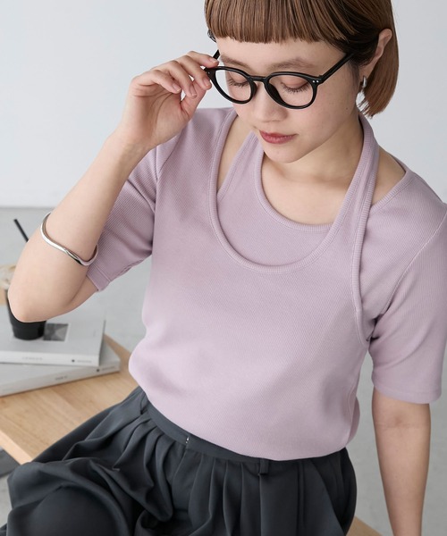 forksy.】テレコアシンメトリー半袖Tシャツ forksy.│MONO-MART 