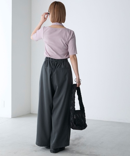 forksy.(フォルクシー)の「【forksy.】テレコアシンメトリー半袖Tシャツ(Tシャツ/カットソー・レディース・イエロー/スミクロ/アイボリー/ラベンダー・FREE)」の14枚目の写真