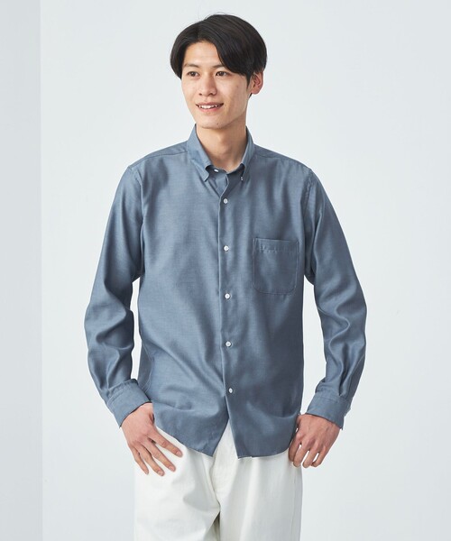 green label relaxing(グリーンレーベルリラクシング)の「エブリット オックスフォード ムジ スナップ ボタンダウン ドレスシャツ -イージーアイロン-(シャツ/ブラウス・メンズ・ホワイト/ライム/コバルトブルー・XL/L/M/S)」の1枚目の写真