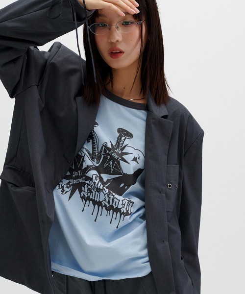 tシャツ A'GEM/9 × .kom 「runningHIGH/ランニングハイ」 TOOTH RAGLAN LONG SLEEVE TEE/ラグラン A'GEM/9 × .kom 『runningHIGH/ランニングハイ』 TOOTH RAGLAN