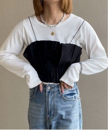 feepur by saya | ギャザービスチェsetリブロンTee(Tシャツ/カットソー)