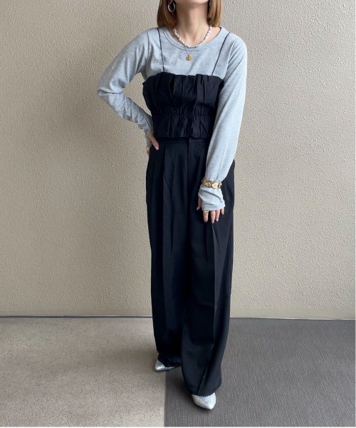 feepur by saya(フェピュールバイサヤ)の「ギャザービスチェsetリブロンTee(Tシャツ/カットソー・レディース・グレー/ブラック/グリーン/オフホワイト・MEDIUM)」の11枚目の写真