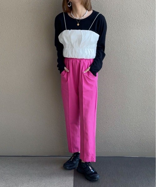 feepur by saya(フェピュールバイサヤ)の「ギャザービスチェsetリブロンTee(Tシャツ/カットソー・レディース・グレー/ブラック/グリーン/オフホワイト・MEDIUM)」の18枚目の写真