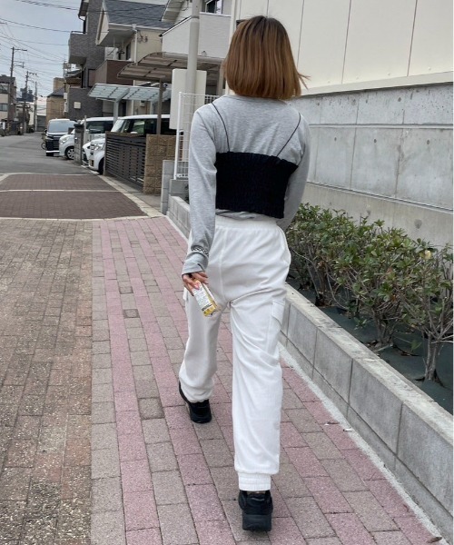 feepur by saya(フェピュールバイサヤ)の「ギャザービスチェsetリブロンTee(Tシャツ/カットソー・レディース・グレー/ブラック/グリーン/オフホワイト・MEDIUM)」の8枚目の写真