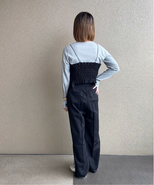 feepur by saya(フェピュールバイサヤ)の「ギャザービスチェsetリブロンTee(Tシャツ/カットソー・レディース・グレー/ブラック/グリーン/オフホワイト・MEDIUM)」の12枚目の写真