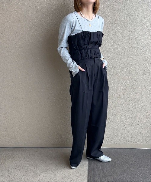 feepur by saya(フェピュールバイサヤ)の「ギャザービスチェsetリブロンTee(Tシャツ/カットソー・レディース・グレー/ブラック/グリーン/オフホワイト・MEDIUM)」の10枚目の写真