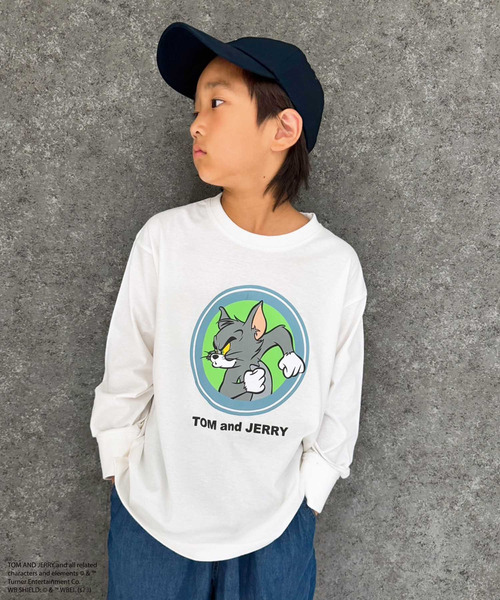 Tom＆Jerry（トムアンドジェリー）の「【トム＆ジェリー/TOM&JERRY】 オーバーサイズ　ロンT（Tシャツ/カットソー・キッズ・チャコール/ベージュ/パープル/オフホワイト/杢グレー/ダークグリーン/ホワイト系/ブラック/ホワイト系1/ホワイト系2/ダークグリーン系/ベージュ系/オレンジ/ネイビー/ブラック系/グレー系・110cm/120cm/130cm/140cm/150cm/160cm）」の5枚目の写真