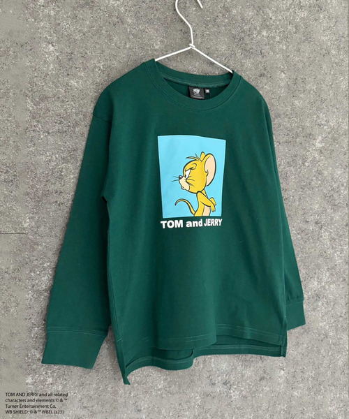 Tom＆Jerry（トムアンドジェリー）の「【トム＆ジェリー/TOM&JERRY】 オーバーサイズ　ロンT（Tシャツ/カットソー・キッズ・チャコール/ベージュ/パープル/オフホワイト/杢グレー/ダークグリーン/ホワイト系/ブラック/ホワイト系1/ホワイト系2/ダークグリーン系/ベージュ系/オレンジ/ネイビー/ブラック系/グレー系・110cm/120cm/130cm/140cm/150cm/160cm）」の13枚目の写真