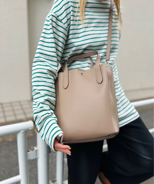 Legato Largo（レガートラルゴ）の「Legato Largo / かるいかばん　縦型２ＷＡＹトート / LG-P0117（トートバッグ・レディース・ブラック/アイボリー/オリーブ/ライトブルー/ベージュ/ラベンダー/イエロー/キャメル/ベージュ系その他・ONESIZE）」の14枚目の写真