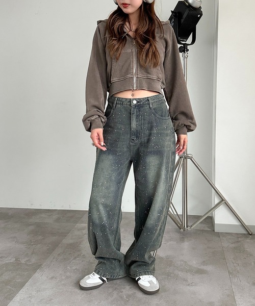 apres jour mignon(アプレジュールミニョン)の「ラインストーンデニム【ZOZOTOWN限定アイテム】(デニムパンツ・レディース・サックスブルー/インディゴブルー・MEDIUM/LARGE)」の21枚目の写真