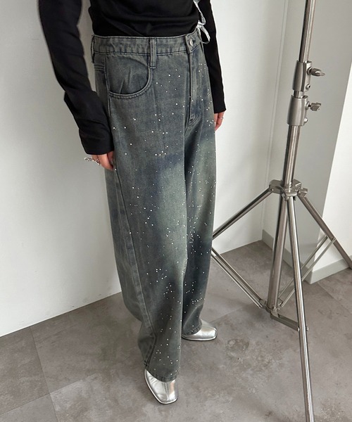 apres jour mignon(アプレジュールミニョン)の「ラインストーンデニム【ZOZOTOWN限定アイテム】(デニムパンツ・レディース・サックスブルー/インディゴブルー・MEDIUM/LARGE)」の12枚目の写真