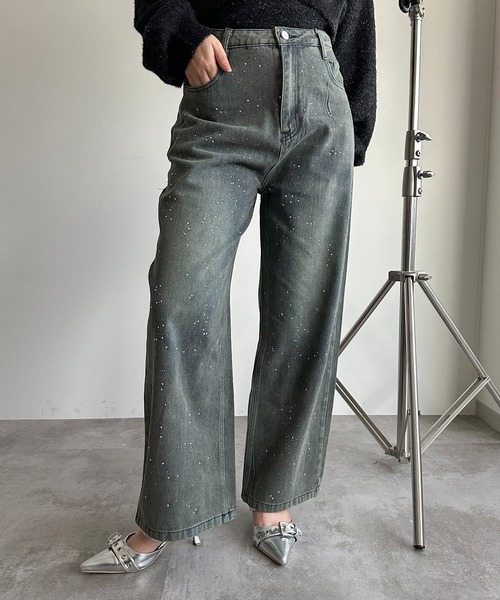 apres jour mignon(アプレジュールミニョン)の「ラインストーンデニム【ZOZOTOWN限定アイテム】(デニムパンツ・レディース・サックスブルー/インディゴブルー・MEDIUM/LARGE)」の8枚目の写真