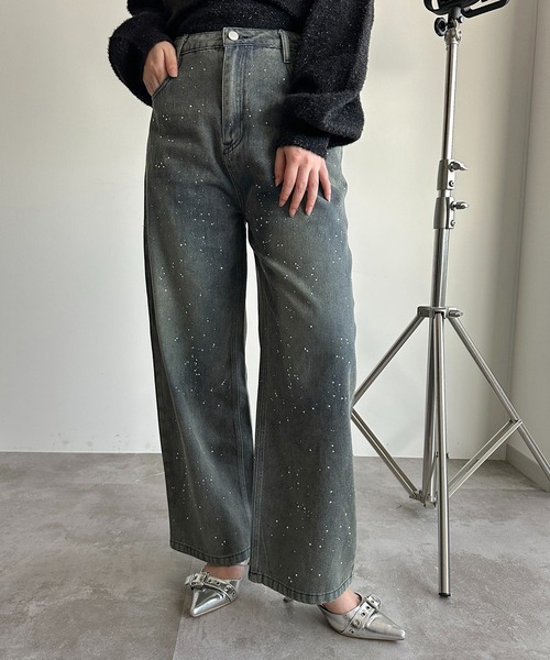 apres jour mignon(アプレジュールミニョン)の「ラインストーンデニム【ZOZOTOWN限定アイテム】(デニムパンツ・レディース・サックスブルー/インディゴブルー・MEDIUM/LARGE)」の9枚目の写真