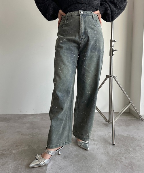 apres jour mignon(アプレジュールミニョン)の「ラインストーンデニム【ZOZOTOWN限定アイテム】(デニムパンツ・レディース・サックスブルー/インディゴブルー・MEDIUM/LARGE)」の10枚目の写真