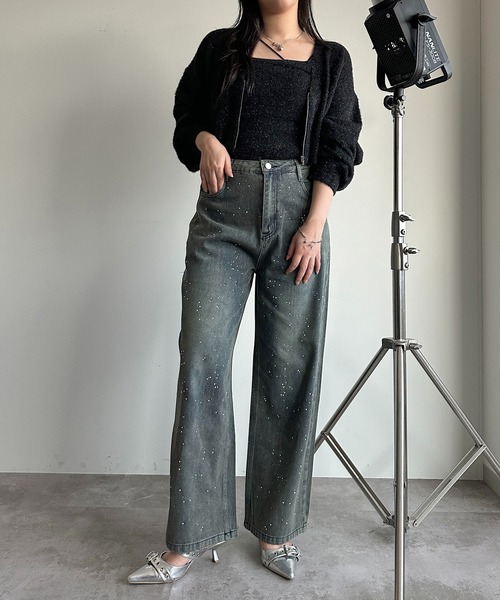 apres jour mignon(アプレジュールミニョン)の「ラインストーンデニム【ZOZOTOWN限定アイテム】(デニムパンツ・レディース・サックスブルー/インディゴブルー・MEDIUM/LARGE)」の5枚目の写真