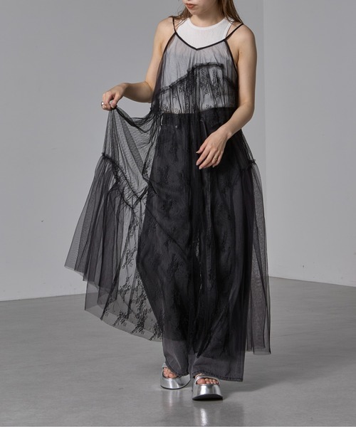 RAY CASSIN（レイカズン）の「パネルレースキャミワンピース（ワンピース・レディース・ホワイト/ブラック/サックスブルー・FREE）」の13枚目の写真