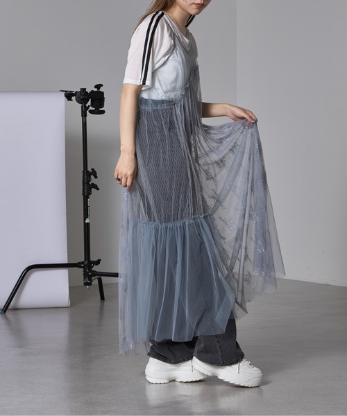 RAY CASSIN（レイカズン）の「パネルレースキャミワンピース（ワンピース・レディース・ホワイト/ブラック/サックスブルー・FREE）」の19枚目の写真