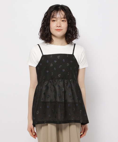 niko and...(ニコアンド)の「ジャガードペプラムキャミソール(キャミソール・レディース・ブラック/アイボリー・FREE)」の9枚目の写真