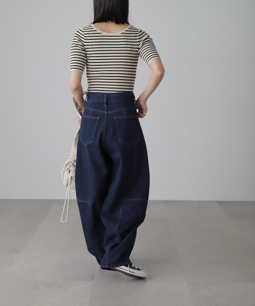 FREE'S MART（フリーズマート）の「◆［洗える］マシンウォッシャブル前後2WAY5分袖リブニット（ニット/セーター・レディース・イエロー/ホワイト/ピンク/ホワイト系その他/ブラック・FREE）」の8枚目の写真