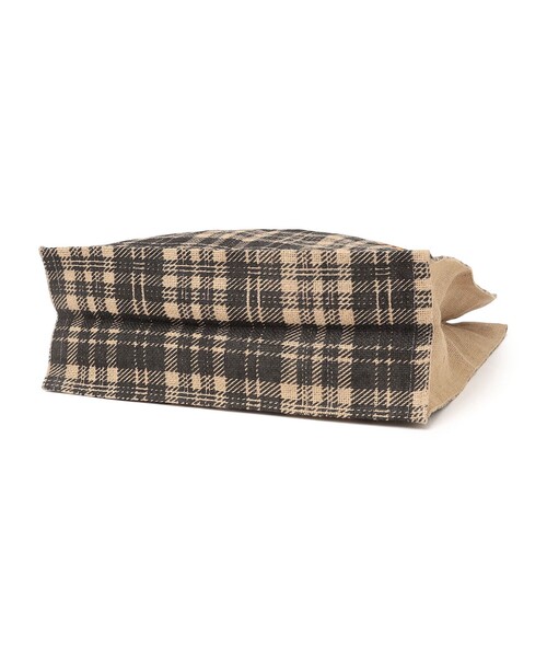 MAISON BENGAL(マイソンベンガル)の「MAISON BENGAL: チェック柄 ジュート トート バッグ(トートバッグ・レディース・ブラック/ダークグレー・ONE SIZE)」の6枚目の写真