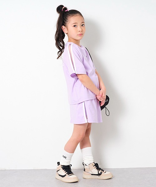 X-girl Stages(エックスガールステージス)の「シアーラインバックロゴSETUP(Tシャツ/カットソー・キッズ・ラベンダー/ブラック・90cm/100cm/110cm/120cm/130cm/140cm)」の9枚目の写真