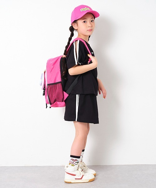 X-girl Stages(エックスガールステージス)の「シアーラインバックロゴSETUP(Tシャツ/カットソー・キッズ・ラベンダー/ブラック・90cm/100cm/110cm/120cm/130cm/140cm)」の6枚目の写真