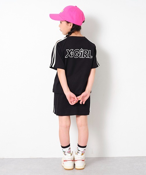 X-girl Stages(エックスガールステージス)の「シアーラインバックロゴSETUP(Tシャツ/カットソー・キッズ・ラベンダー/ブラック・90cm/100cm/110cm/120cm/130cm/140cm)」の5枚目の写真