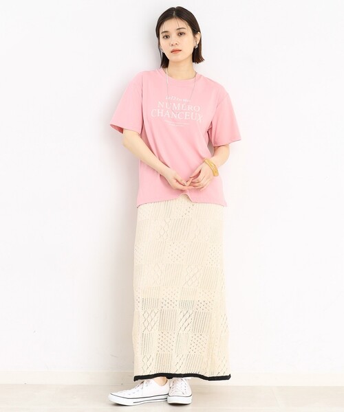 THE SHOP TK （ザ ショップ ティーケー ）の「◆【セットアップ可】パッチワーク風スカシ編みスカート（スカート・レディース・ライトベージュ/ブラック・99）」の3枚目の写真