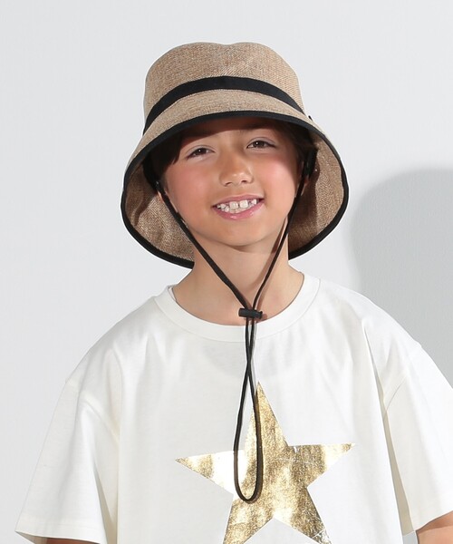 SHOO・LA・RUE（シューラルー）の「◆【親子リンク】日よけ付きHAT（ハット・キッズ・ベージュ/ブラック・99）」の2枚目の写真