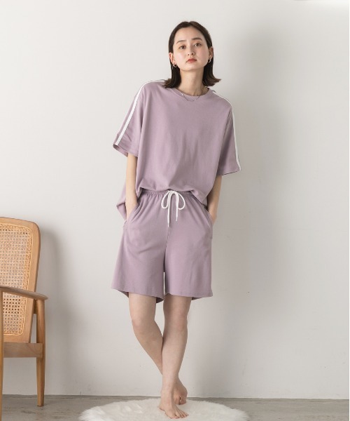 HERMESパジャマパンツ ショート 関税込 セール】サイドライン スムースショートパンツ（ルームウェア