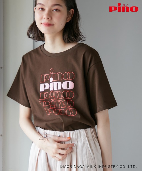 ROPE' PICNIC(ロペピクニック)の「【Pino meets ROPE' PICNIC】PinoロゴひんやりTシャツ(Tシャツ/カットソー・レディース・ホワイト/ダークブラウン/ベージュ・38)」の3枚目の写真