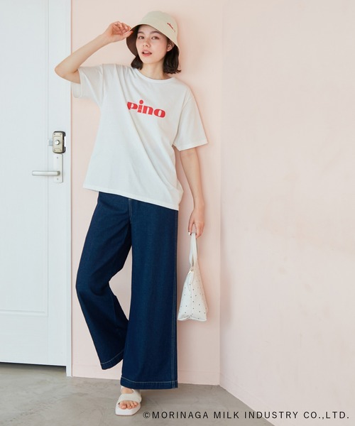 ROPE' PICNIC(ロペピクニック)の「【Pino meets ROPE' PICNIC】PinoロゴひんやりTシャツ(Tシャツ/カットソー・レディース・ホワイト/ダークブラウン/ベージュ・38)」の7枚目の写真