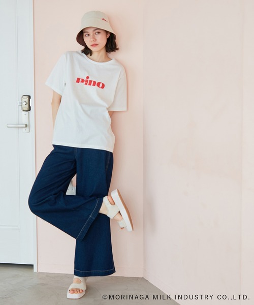 ROPE' PICNIC(ロペピクニック)の「【Pino meets ROPE' PICNIC】PinoロゴひんやりTシャツ(Tシャツ/カットソー・レディース・ホワイト/ダークブラウン/ベージュ・38)」の6枚目の写真