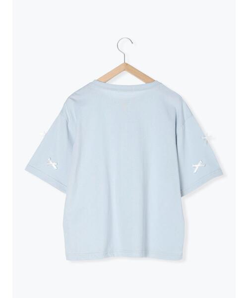ehka sopo(エヘカソポ)の「リボンTシャツ(Tシャツ/カットソー・レディース・サックスブルー/ブラック/オフホワイト・F)」の12枚目の写真