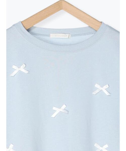 ehka sopo(エヘカソポ)の「リボンTシャツ(Tシャツ/カットソー・レディース・サックスブルー/ブラック/オフホワイト・F)」の11枚目の写真