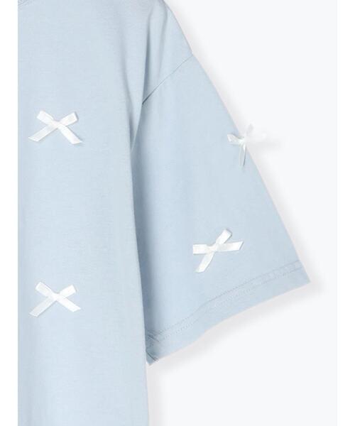 ehka sopo(エヘカソポ)の「リボンTシャツ(Tシャツ/カットソー・レディース・サックスブルー/ブラック/オフホワイト・F)」の10枚目の写真