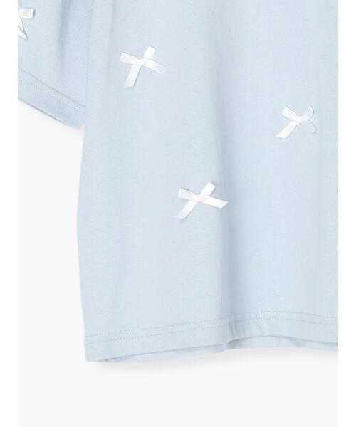 ehka sopo(エヘカソポ)の「リボンTシャツ(Tシャツ/カットソー・レディース・サックスブルー/ブラック/オフホワイト・F)」の9枚目の写真