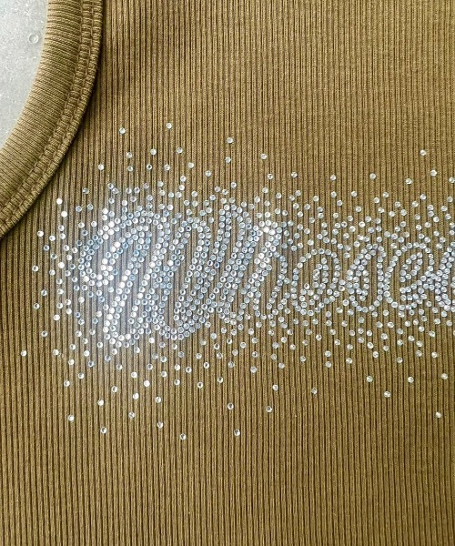 SHAGGIE（シャギー）の「ラインストーン付ピグメントアメスリタンクトップ（タンクトップ・レディース・ブルー/カーキ/ブラウン・FREE）」の14枚目の写真