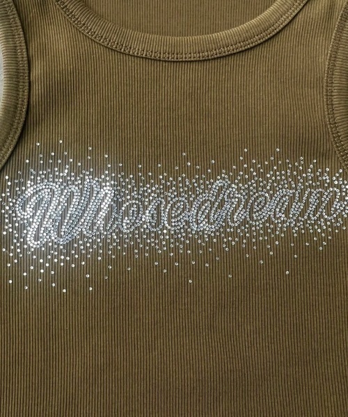 SHAGGIE（シャギー）の「ラインストーン付ピグメントアメスリタンクトップ（タンクトップ・レディース・ブルー/カーキ/ブラウン・FREE）」の13枚目の写真