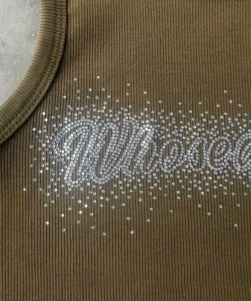 SHAGGIE（シャギー）の「ラインストーン付ピグメントアメスリタンクトップ（タンクトップ・レディース・ブルー/カーキ/ブラウン・FREE）」の15枚目の写真