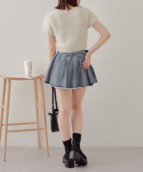 Chico（チコ）の「【2サイズ展開/新色追加】ラッププリーツミニスカパン（スカート・レディース・ブルー/ライトベージュ/グレー/ブラウン・FREE/1/0）」の18枚目の写真