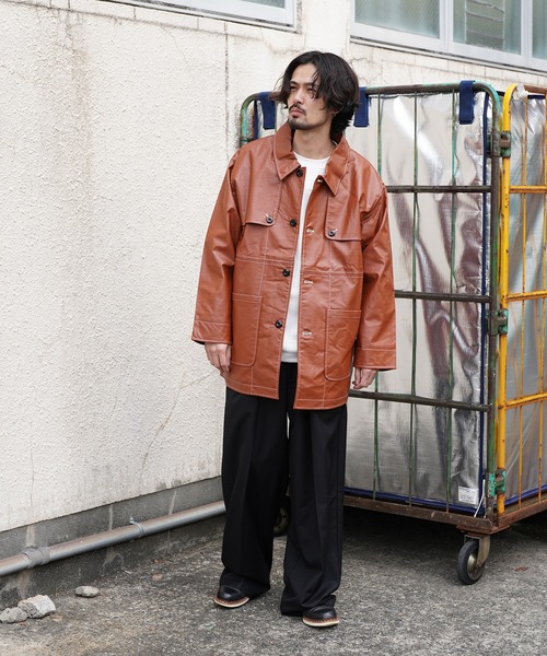 セール】フェイクレザー ウエスタンヨーク 配色ステッチ ミドル丈 カー