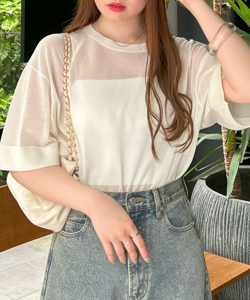 INGNI(イング)の「シアーニット(ニット/セーター・レディース・アイボリー/グレー/ブラック・M)」の5枚目の写真